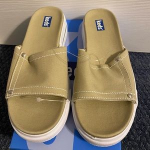 Keds Jetty Slide Stone Canvas Slip-ons - New in Box